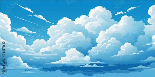 A beautiful blue sky with fluffy white clouds creates a serene cloudscape
