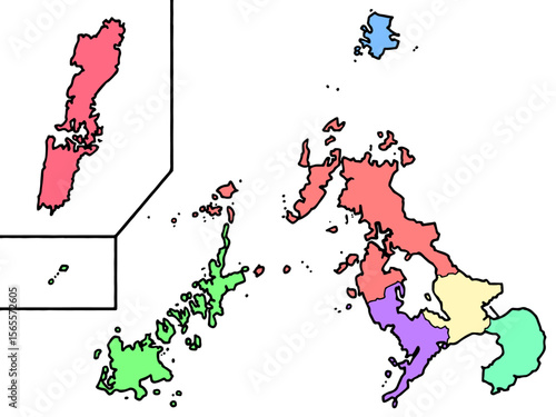 少しゆるい長崎県地図 地域色分け 九州 西日本