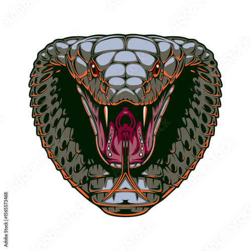 Fierce cobra head graphic design, perfect for merchandise.