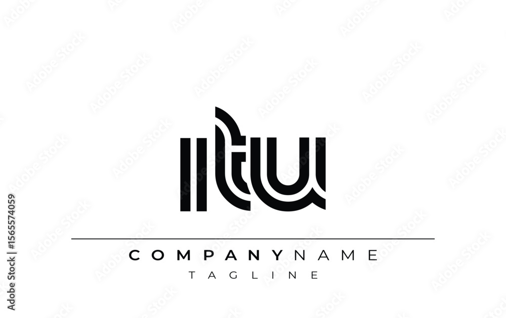 Fototapeta premium ITU Creative Unique Modern Letter Logo Design. Stylized logo featuring a unique letter design, presenting abstract minimalist aesthetics and modern appeal.