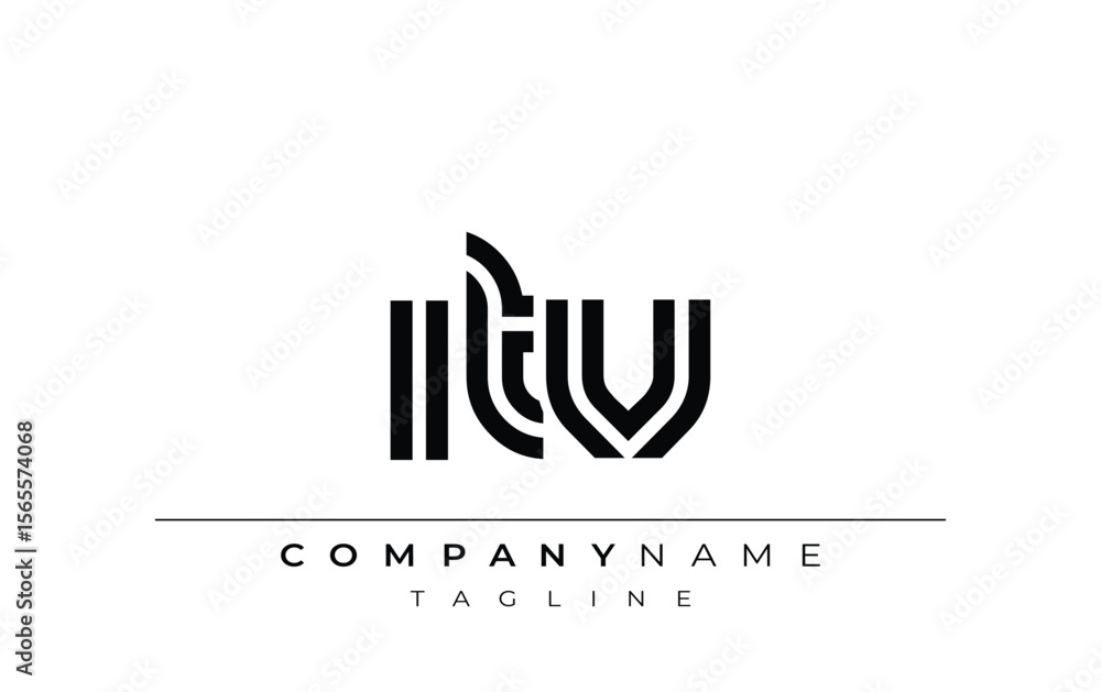 Fototapeta premium ITV Creative Unique Modern Letter Logo Design. Stylized logo featuring a unique letter design, presenting abstract minimalist aesthetics and modern appeal.