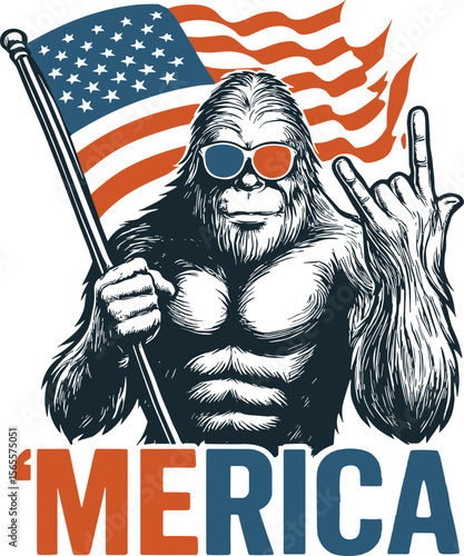 Bigfoot American flag SVG, Bigfoot Merica SVG, Bigfoot 4th Of July SVG