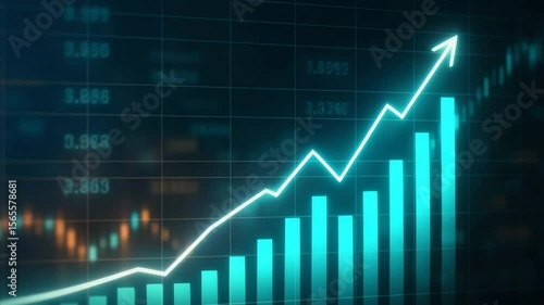 A dynamic stock market chart showcasing a significant upward trend
