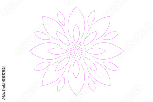 Delicate pink mandala flower blooming with intricate, layered petals against transparent background, revealing symmetrical design