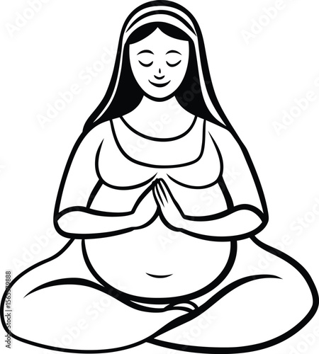 Expectant Mother Sits Cross-Legged in a Calm Prenatal Yoga Meditation