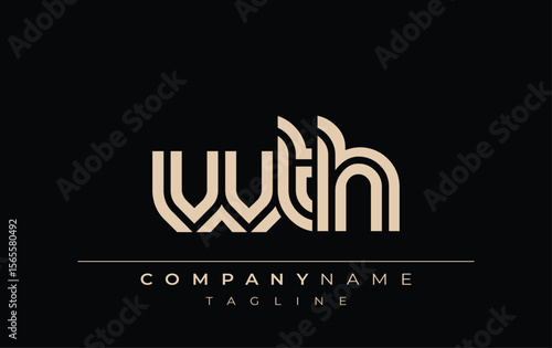 WTH Creative Unique Modern Letter Logo Design. Stylized logo featuring a unique letter design, presenting abstract minimalist aesthetics and modern appeal.