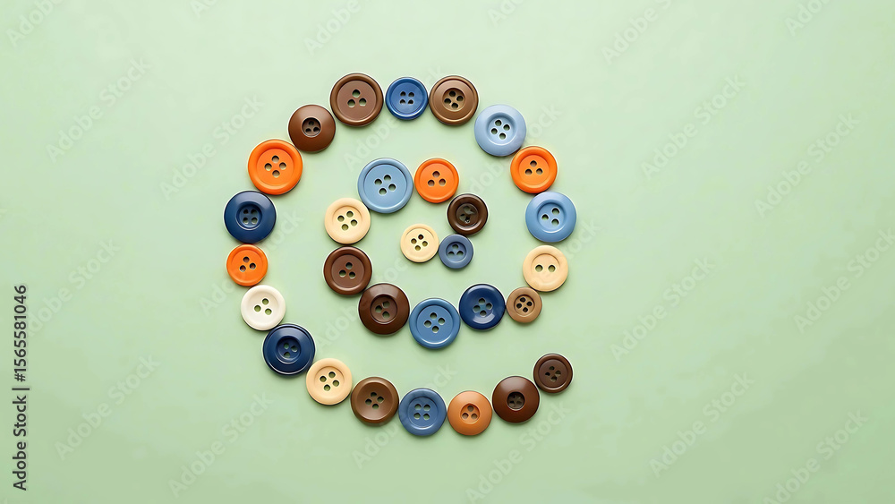Colorful Buttons Spiral: Artistic Arrangement, Craft Inspiration Colorful Buttons Spiral: Artistic Arrangement, Craft Inspiration
