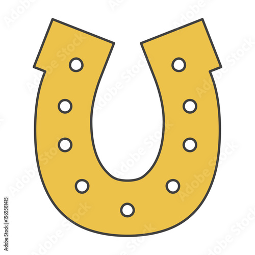 Horseshoe with nails, isolated. Good luck symbol, lucky charm, talisman. Flat vector illustration. 2026 Japanese, Korean, Vietnamese Chinese Lunar New Year holiday logo, icon, design element