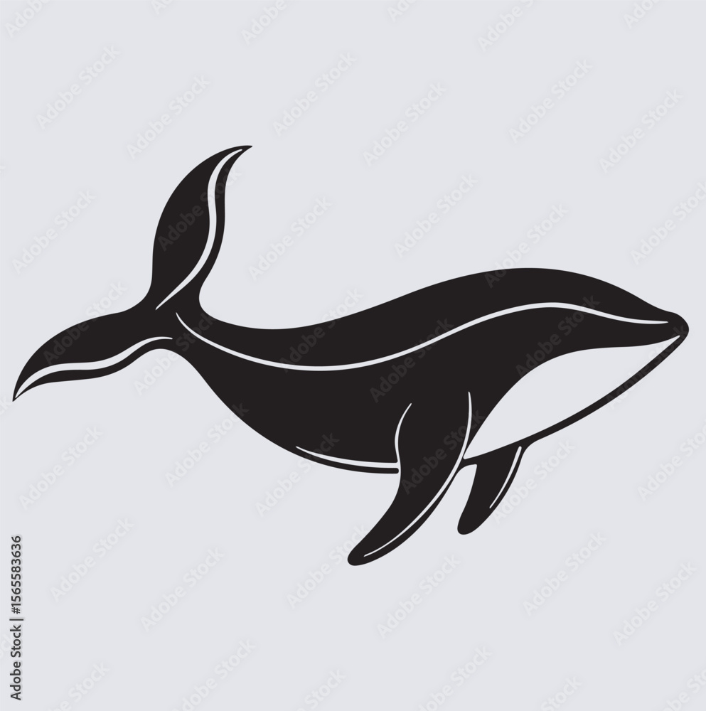 Fototapeta premium whale silhouette vector art illustration, whale isolated on white background