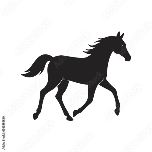 Horse Trotting In Profile Side Silhouette