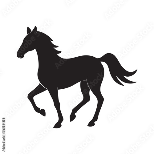 Side View Of Trotting Horse Silhouette Art