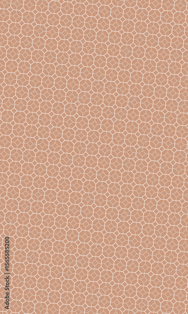 Fototapeta premium Beige geometric pattern presents a modern, minimal background with soft tones and interlocking circle and square shapes.