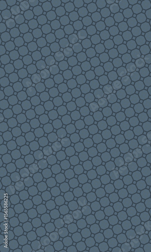 Geometric design of interlocking shapes creates an interesting visual texture on a muted blue colored background for design