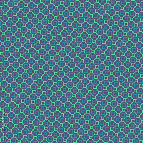 Turquoise and blue geometric shapes create a seamless, abstract pattern for various design applications and textile creations.