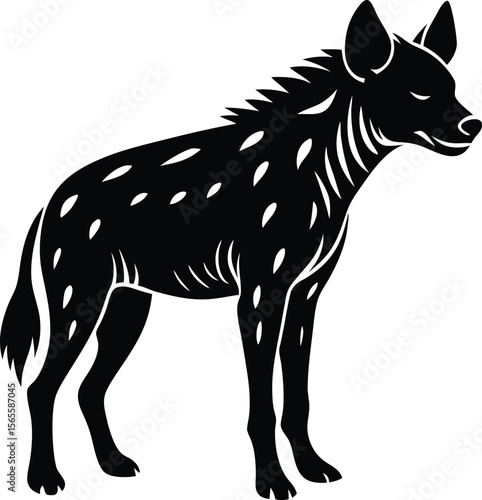 Striking Silhouette of a Spotted Hyena Standing Proudly, Bold African Wildlife Illustration. new 2025 trendy 