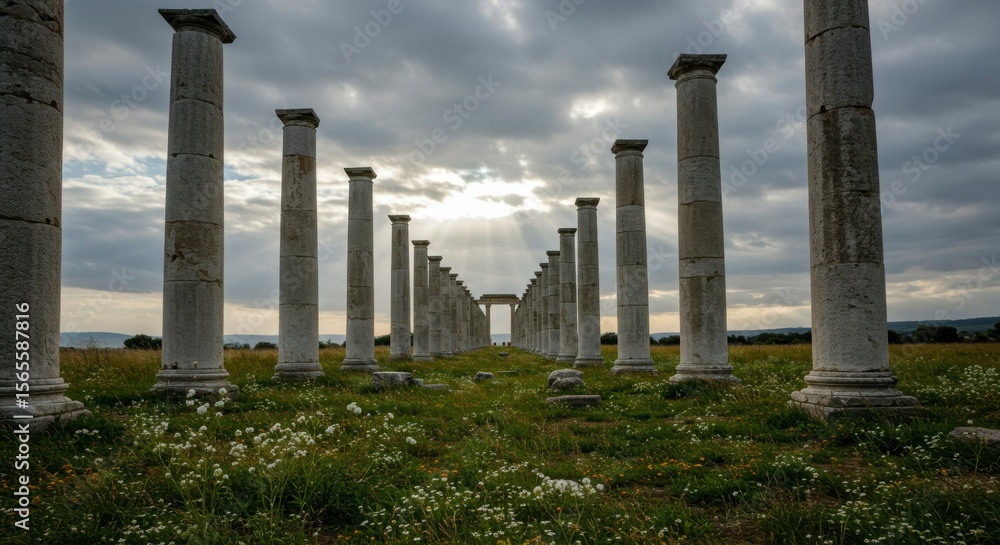 Obraz premium Ancient columns in a field