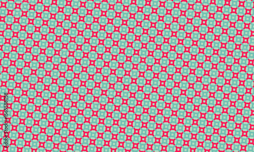 Geometric design showing red squares and light blue circles in a repeating pattern, perfect for backgrounds and textiles.