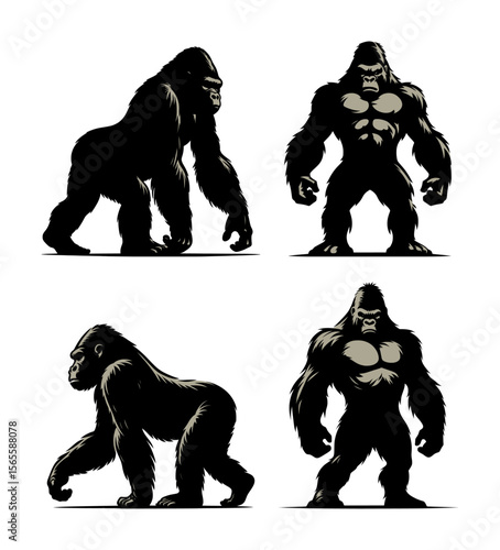 vector set silhouette of gorilla (artwork 1)