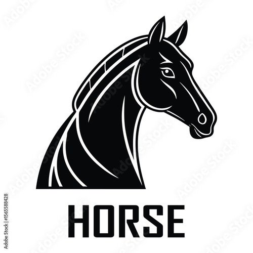 Elegant Black Horse Head Silhouette Vector Illustration for Logo or Design Element