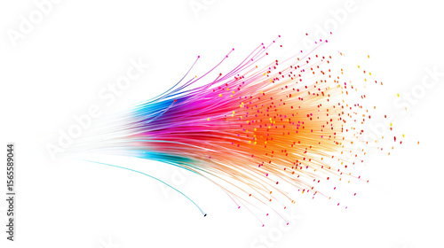 Rainbow Fiber Optics Bundle isolated on a transparent background 