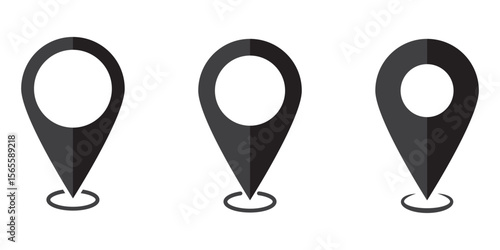 Location pin icon set. Map navigation line style symbol. Gps location sign