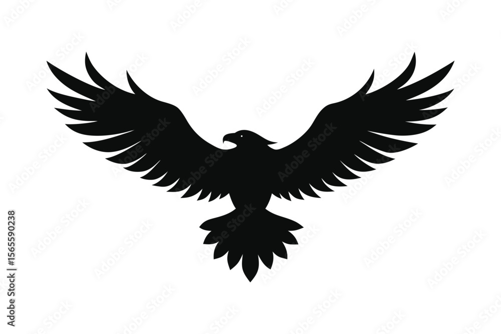 Fototapeta premium A flying eagle silhouette vector illustration.