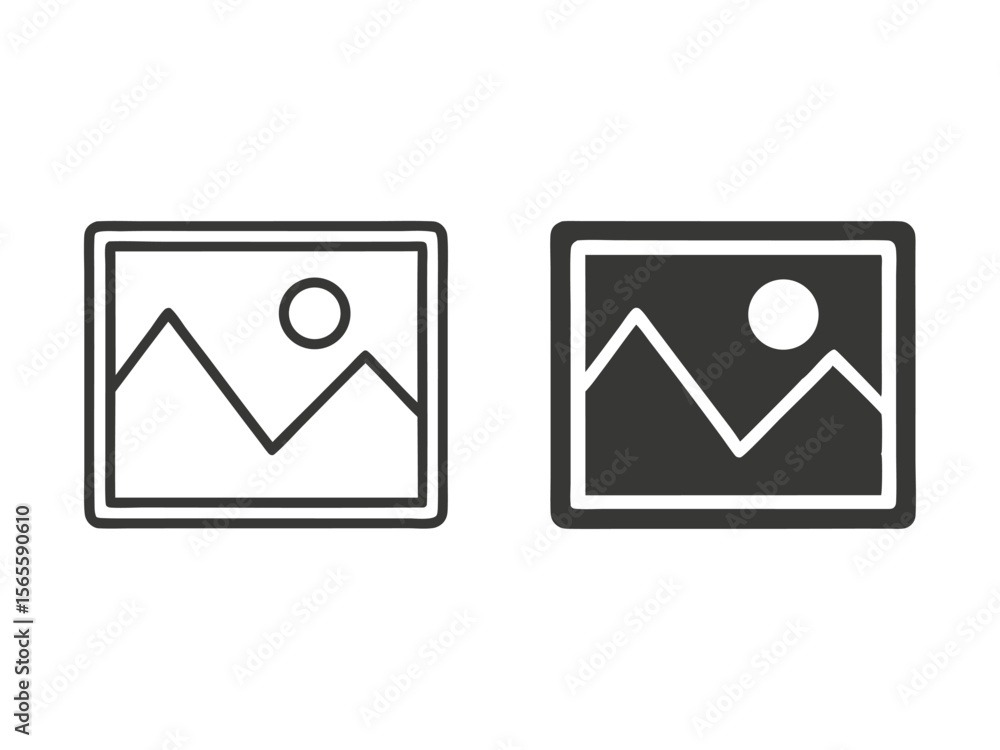 Elegant Black and White Mountain Photo Vector Icon Set for Nature Imagery Elegant Black and White Mountain Photo Vector Icon Set for Nature Imagery