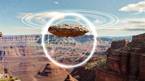 Floating rock in a desert canyon