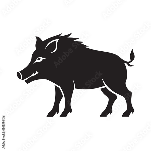 Rough Fur Wild Boar Silhouette Design