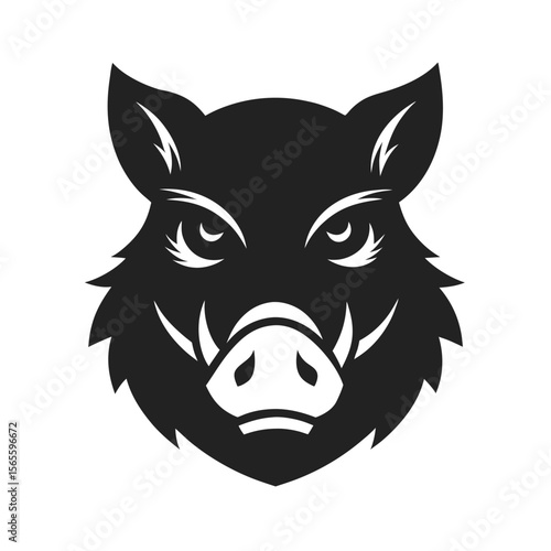Silhouette Of Wild Boar With Big Tusks