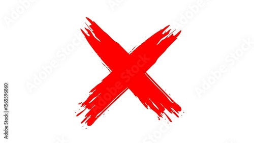 Red cross painted by wide brush,  X cross Mark, wrong Grung check mark animation video with alpha channel.