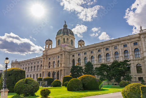 Photography Natural History Museum building with garden view in Vienna, Austria