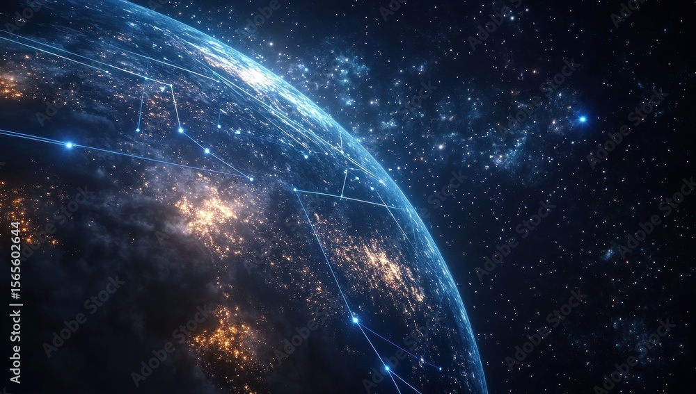 Fototapeta premium Global Network Connections: A Digital Earth