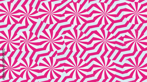 Abstract geometric pattern with swirling pink and white pinwheel shapes