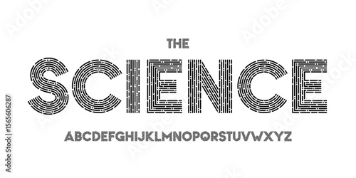 Science technology font, futuristic alphabet for scientific headline, medical digital product logo, display device typography, app UI typographic design. Modern vector typeset.