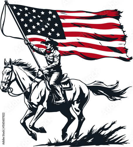 Rider with the American Flag

