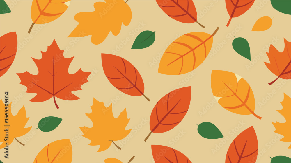 Obraz premium vibrant autumn leaves seamless pattern on a light beige background