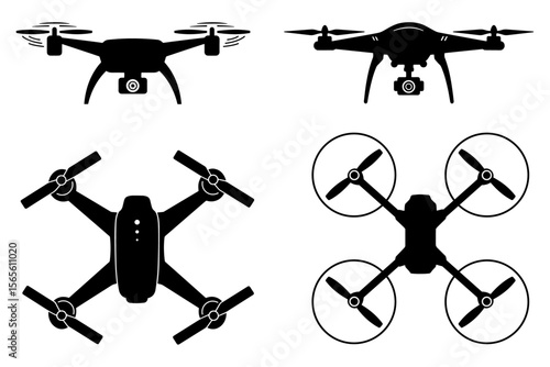 Drone and Quadcopter Vector Icons Set
