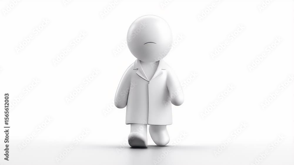 Animated White Figure Walking Forward, Minimalist Concept, 3D Render. Animated White Figure Walking Forward, Minimalist Concept, 3D Render.