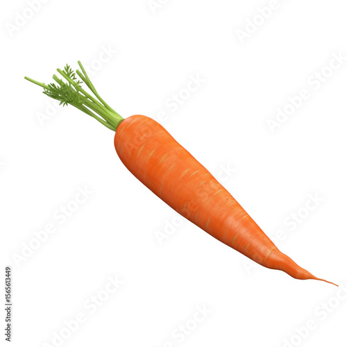 Fresh carrot with green leaves isolated on transparent background, organic vegetable cutout
