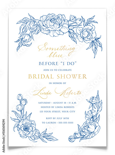 Blue Before I Do Elegant Floral Bridal Shower Card