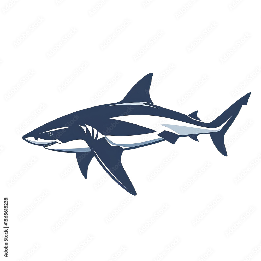 Naklejka premium An illustration of a sleek, blue shark swimming gracefully through the water.