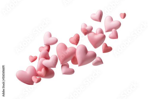 PNG Floating pink hearts on transparent background: love and romance theme