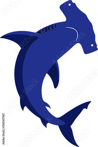 Blue hammerhead shark illustration with modern design  