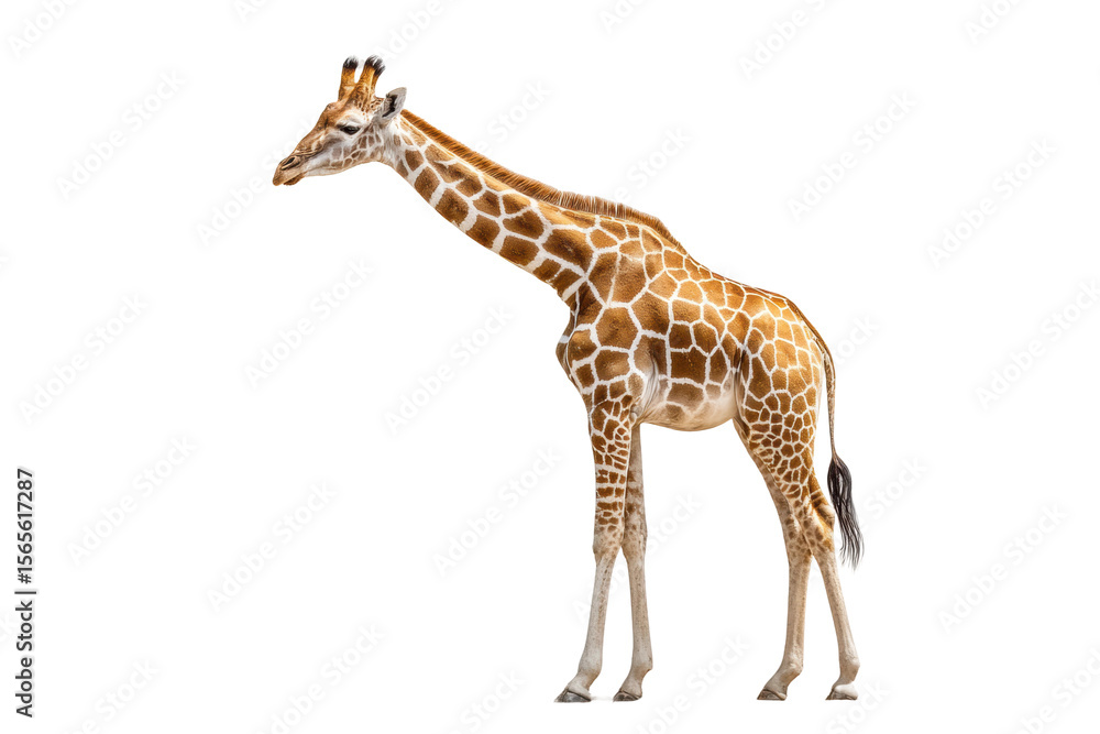 Fototapeta premium PNG Graceful giraffe with unique pattern on black background