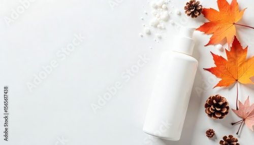 Autumn skincare product flatlay mockup