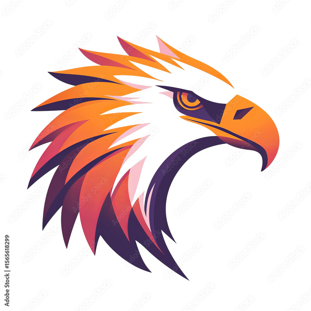 Obraz premium Stylized artwork of an eagle's head showcasing vibrant orange and purple hues.