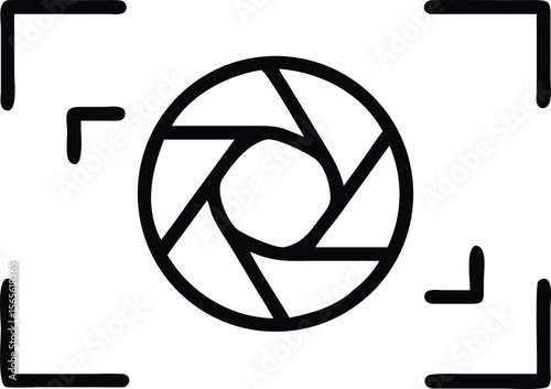 Black outline of focus camera frame, aperture icon for and video creation
