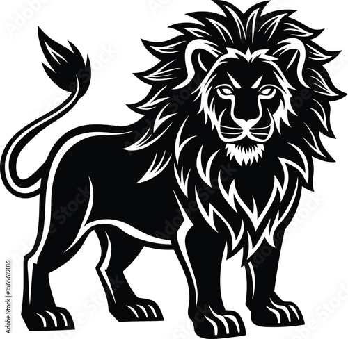 Wallpaper Mural Majestic lion standing proudly with a full mane in a bold black silhouette .eps Torontodigital.ca