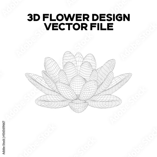 3d sketch design of a Flower . Editable EPS file.